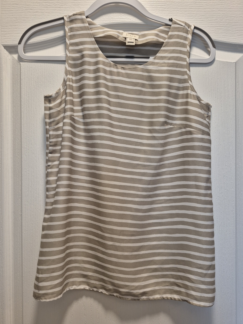 J.Crew Sleeveless Striped Shell Top - Taupe & White